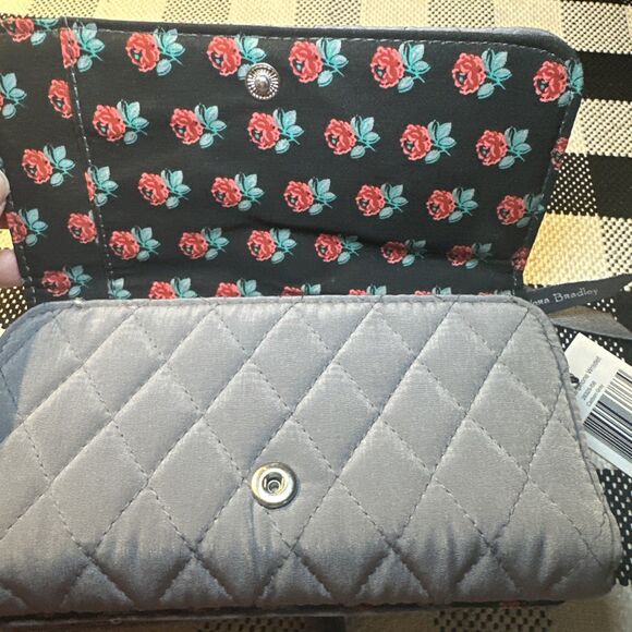 Vera Bradley Gray RFID Smartphone Wristlet‎ Accordion Wallet Roses NWT $89 - Picture 6 of 12